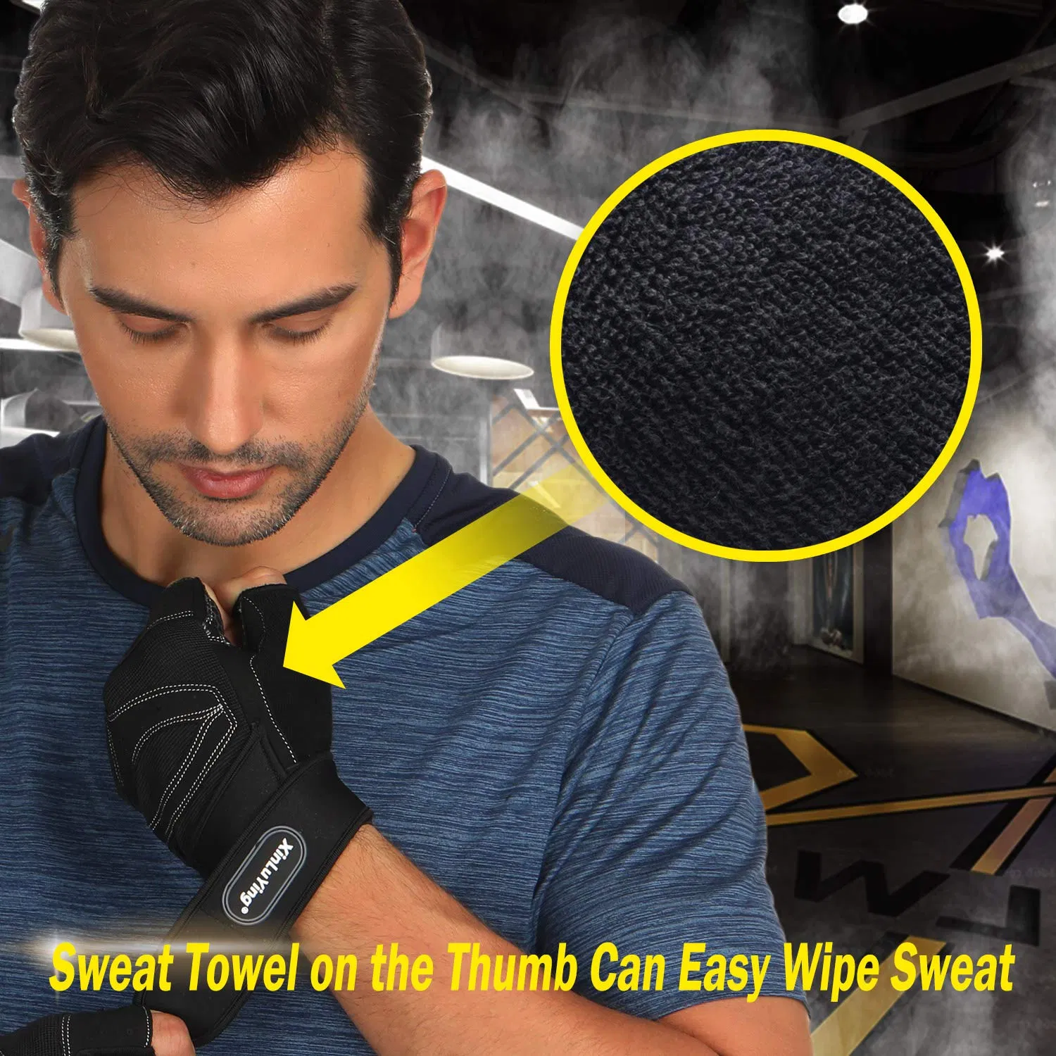 Microfiber Anti Slip Grip Weight Lifting Gym Gloves for Workout Training Fitness Bodybuilding