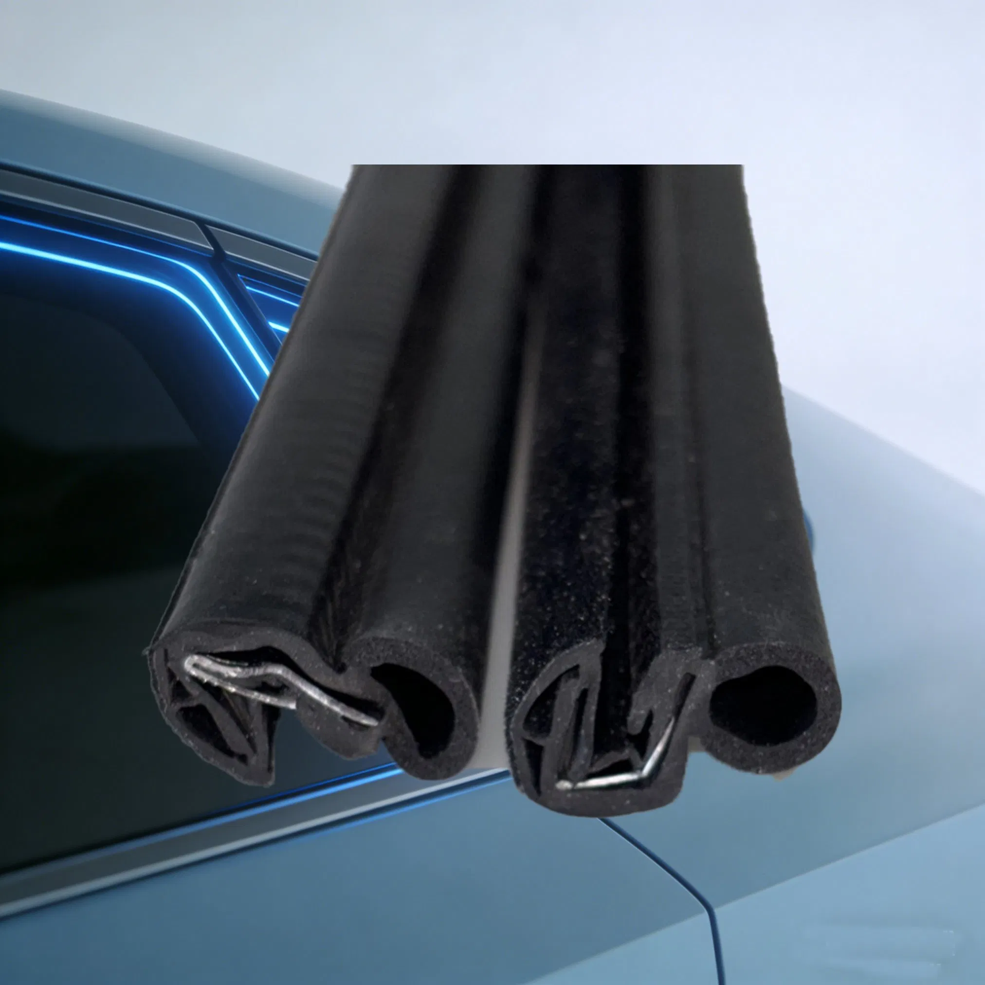 Anti-Squeak and Low-Friction Flocked Rubber Strip for Vehicle Sunroofs and Car Interiors