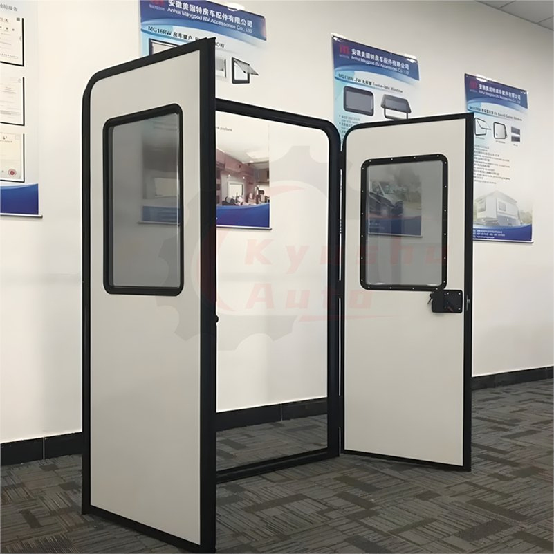 Custom 900X1840mm Big Size Aluminum Frame Right Angle RV Caravan with Inner Screen Door with Door