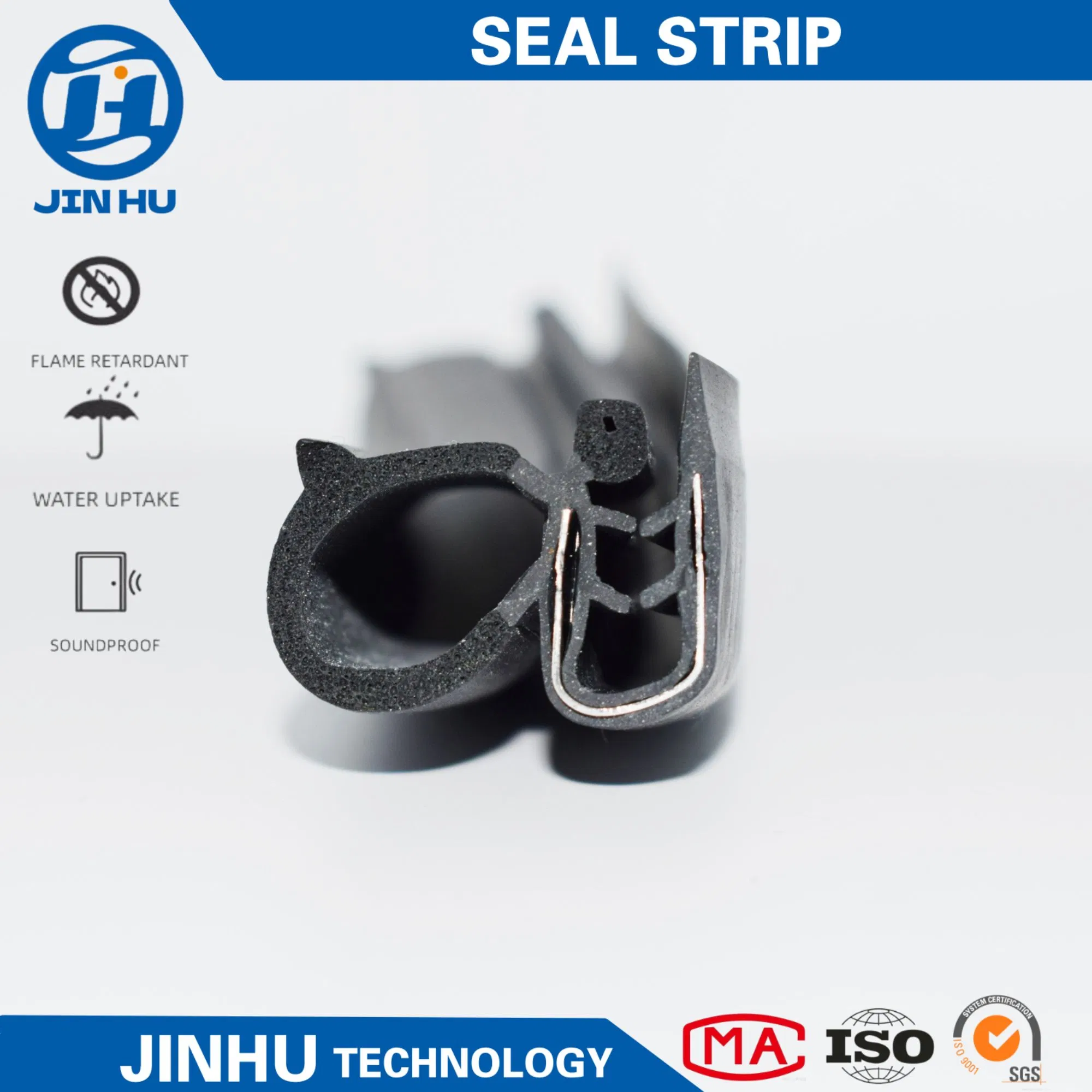 Automotive Weather Striping Car Door PVC Rubber U-Channel Trim Seal Strip with Top Bulb