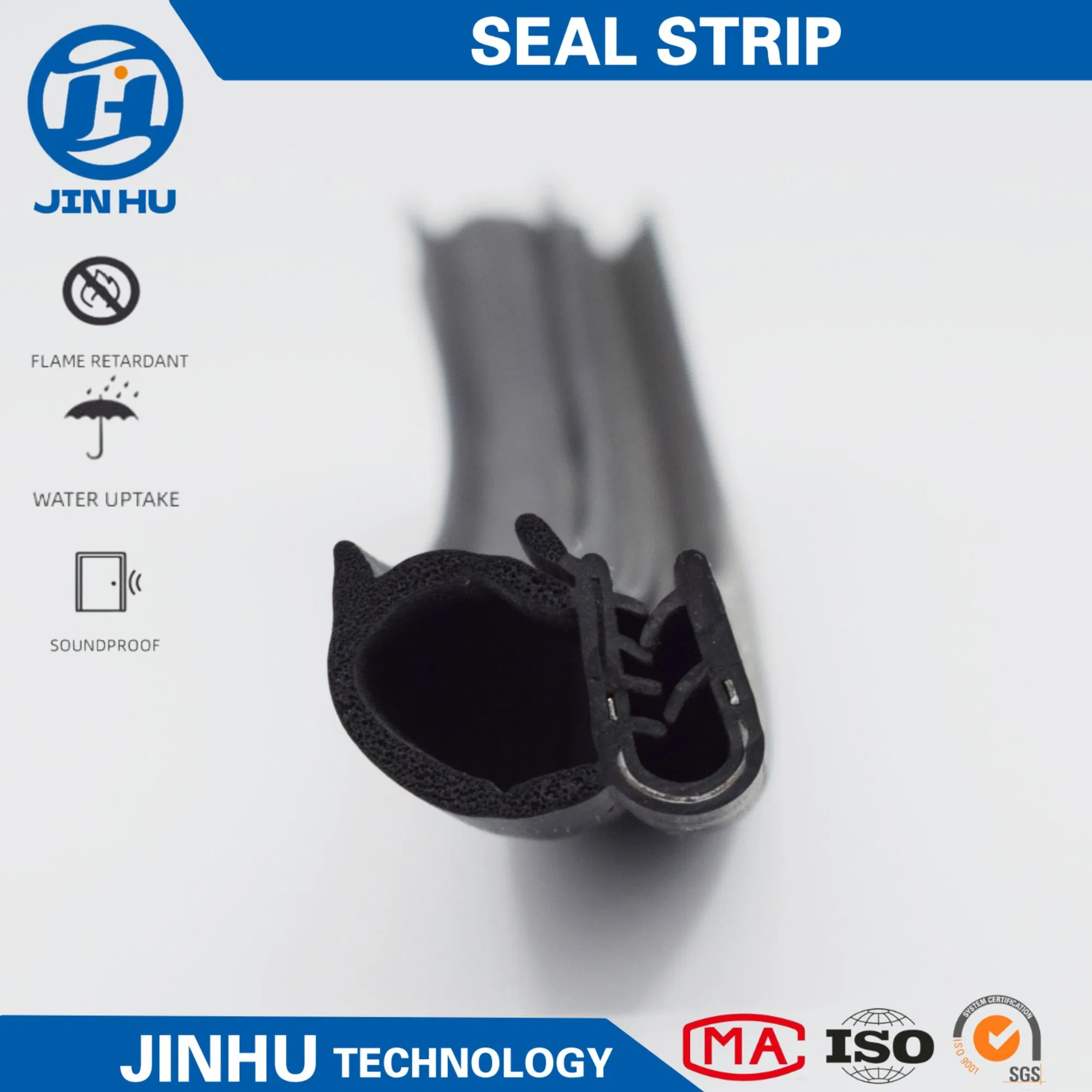 Automotive Weather Striping Car Door PVC Rubber U-Channel Trim Seal Strip with Top Bulb