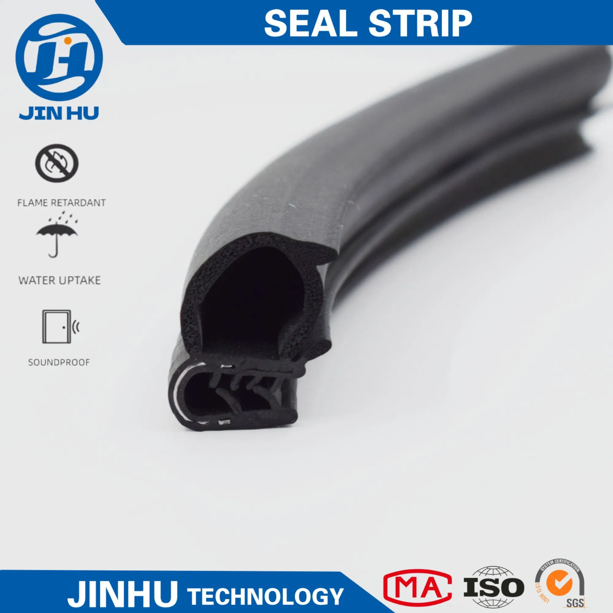 Automotive Weather Striping Car Door PVC Rubber U-Channel Trim Seal Strip with Top Bulb