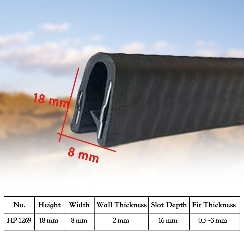 Automotive PVC U Channel Trim with Steel Strip for Door Frame Sealing