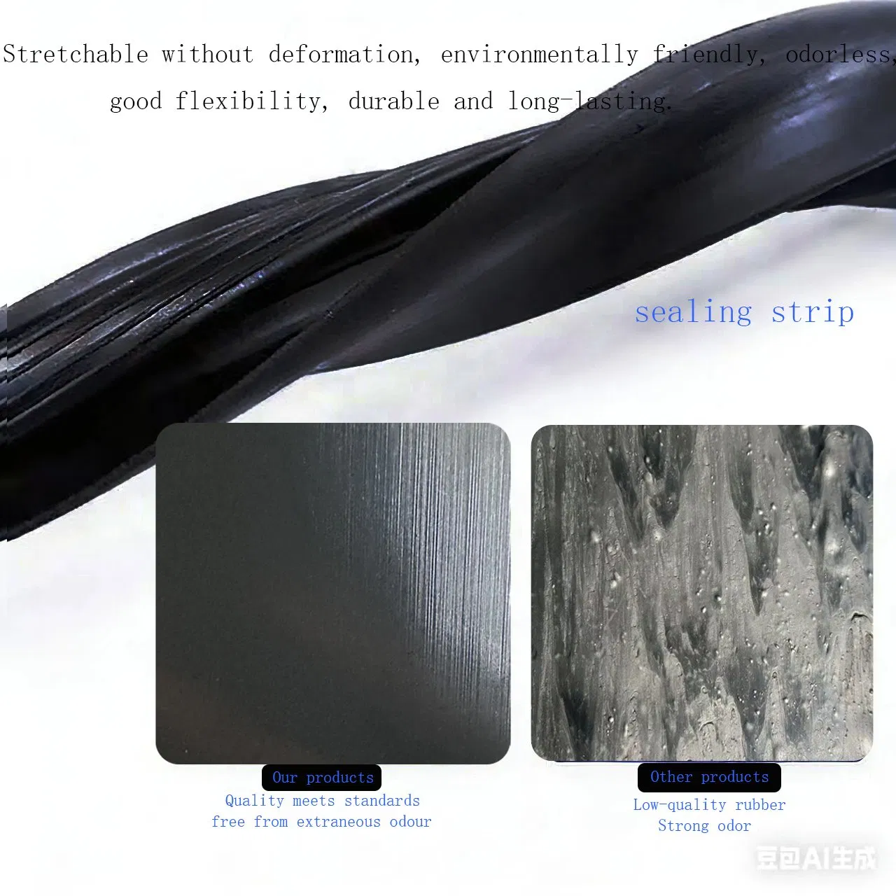 Anti-Collision Soundproof Car Door Perimeter Seal Strip for Automotive Hood and Trunk