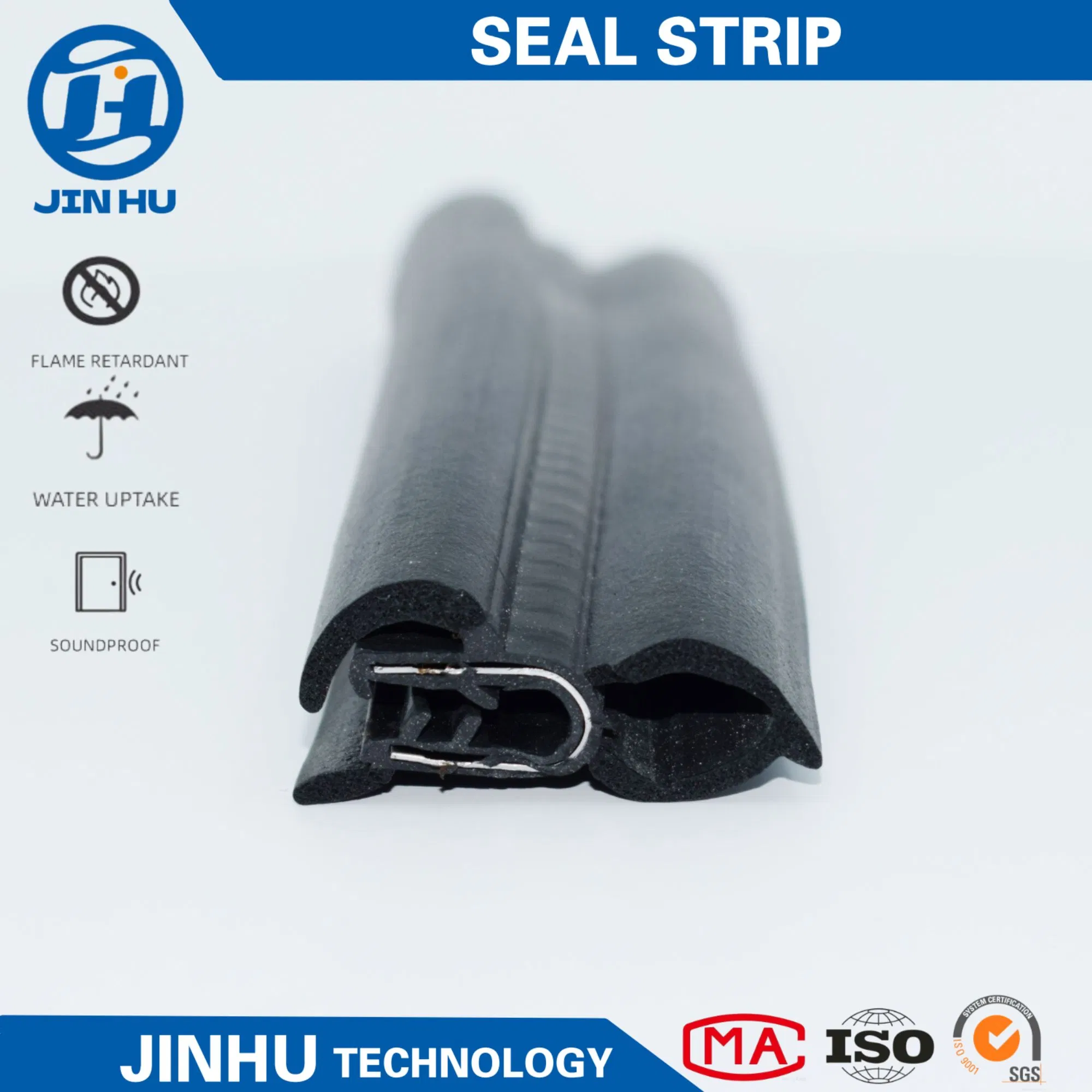 Automotive Weather Striping Car Door PVC Rubber U-Channel Trim Seal Strip with Top Bulb