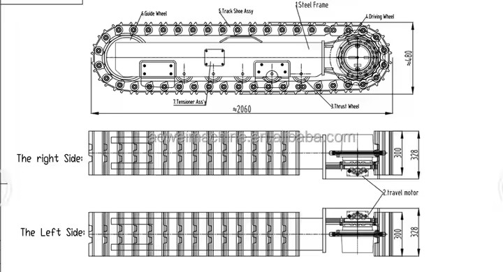 Hydraulic Motor Rubber Track Chassis or Steel Undercarriage Excavator Chain Rubber Crawler Undercarriage Spare Parts