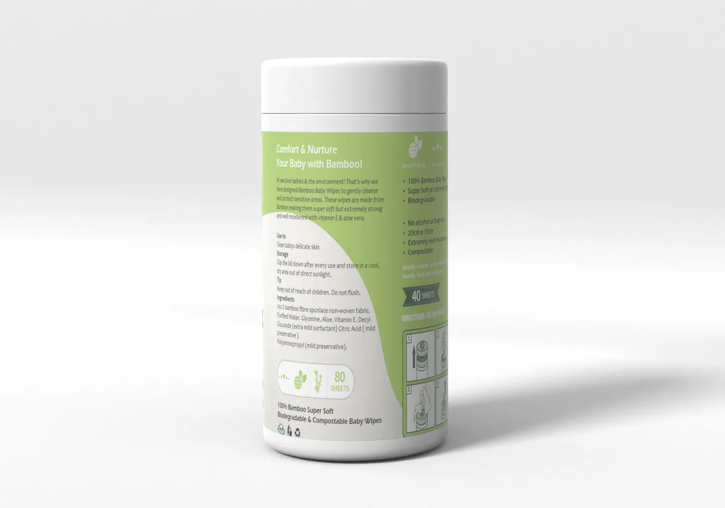 Toallita limpiadora desechable para bebés, toallita antibacteriana desinfectante, tejido de bambú biodegradable, toalla húmeda de algodón, toallita húmeda para bebés OEM