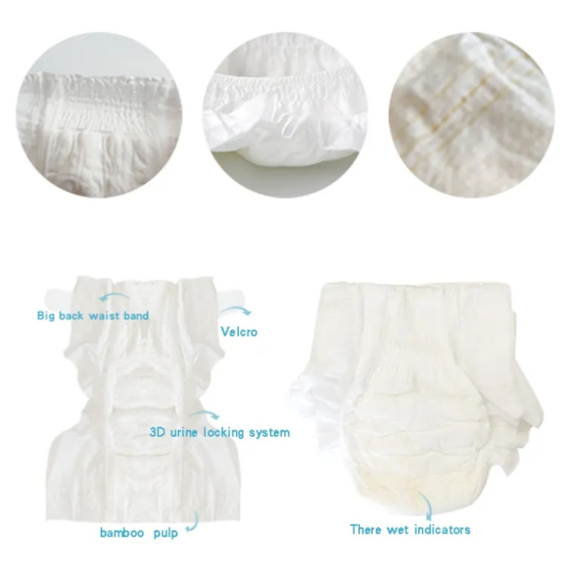 Pañal desechable biodegradable de fibra de bambú natural para pieles sensibles, pañales para bebés