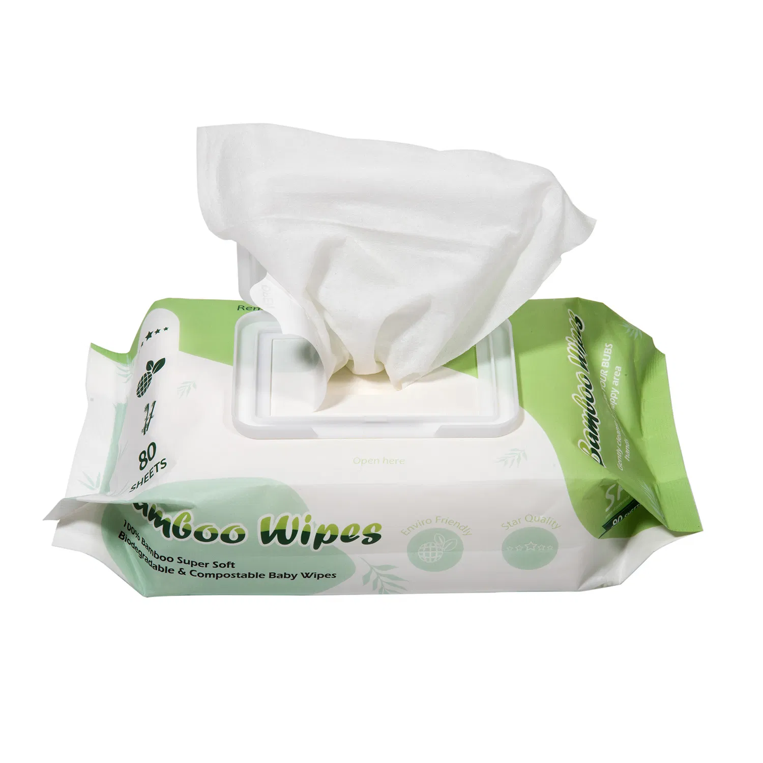 GMPC, EPA, ISO13485, SGS, TUV Prueba Toallita Húmeda para Bebés Productos de Cuidado Infantil Tejido de Bambú Algodón Viscosa Material Natural Limpio No Tejido Desechable Agradable para el Inodoro