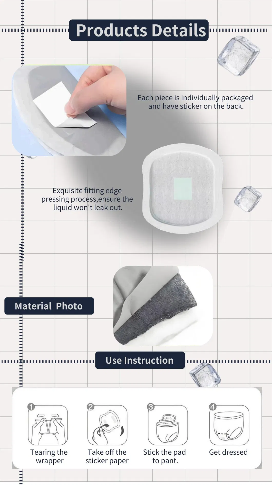 Paquete individual tamaño pequeño hombre almohadilla protectora para incontinencia masculina