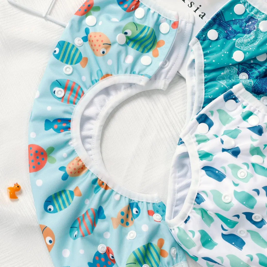 Cubierta de pañal reutilizable ecológica de talla única, pantalones de natación impresos suaves, ropa de baño para niños pequeños, pañal de tela lavable para bebés