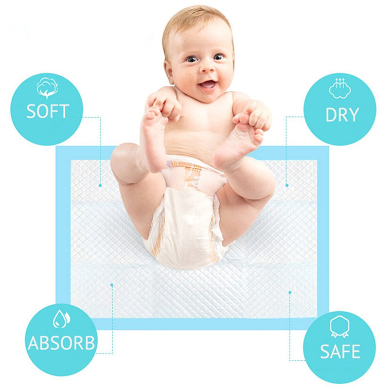 Muestra gratuita personalizada 20 paquete de almohadilla desechable para bebés, almohadilla para cambiar, transpirable, impermeable, almohadilla para orina de bebé, pañal para bebé con certificado Reach