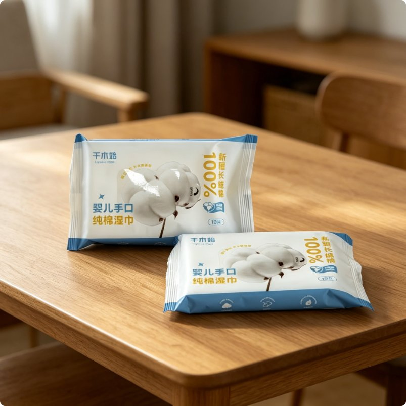Toallitas Húmedas de Algodón Natural Cuidado Suave para Piel Sensible de Recién Nacidos