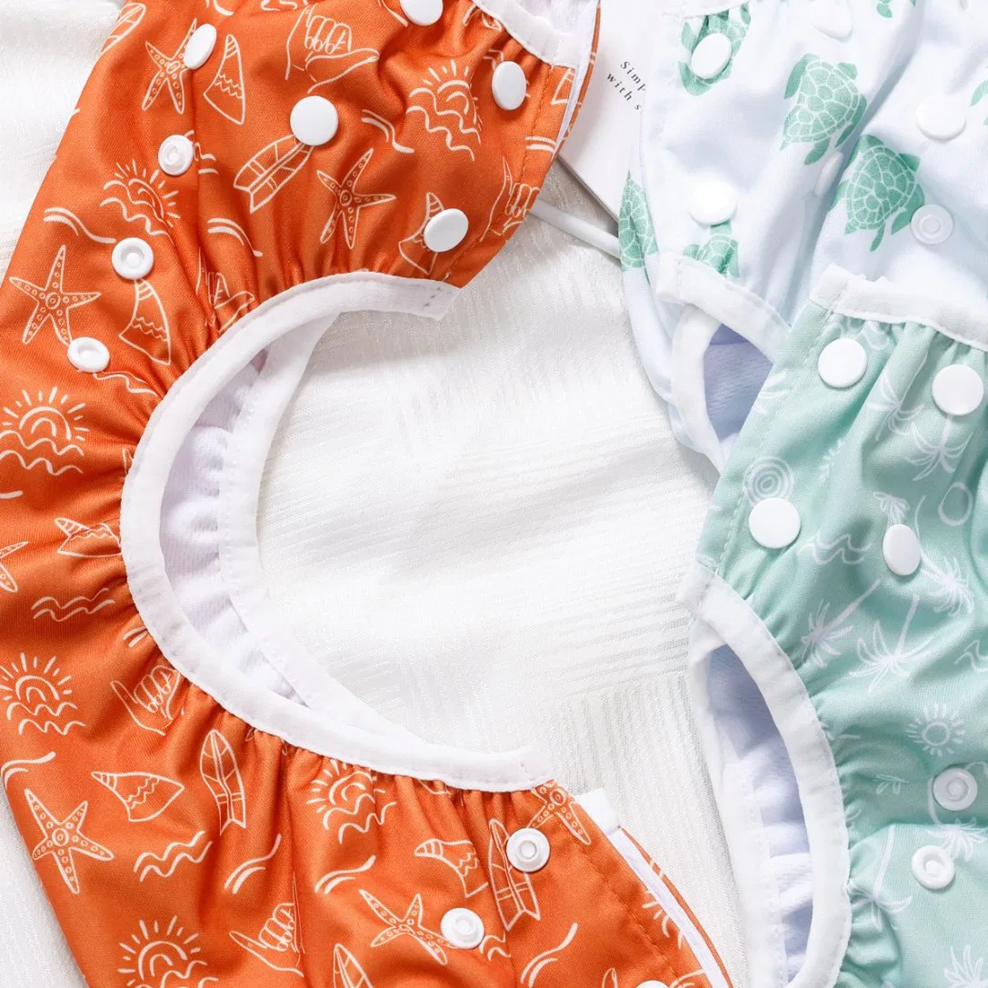 Pañales de tela para nadar reutilizables y lavables con broches laterales personalizados, pantalones de baño para bebés y niños, ropa interior para piscina y playa