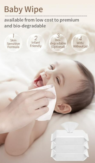 GMPC, EPA, ISO13485, SGS, TUV Prueba Toallita Húmeda para Bebés Productos de Cuidado Infantil Tejido de Bambú Algodón Viscosa Material Natural Limpio No Tejido Desechable Agradable para el Inodoro