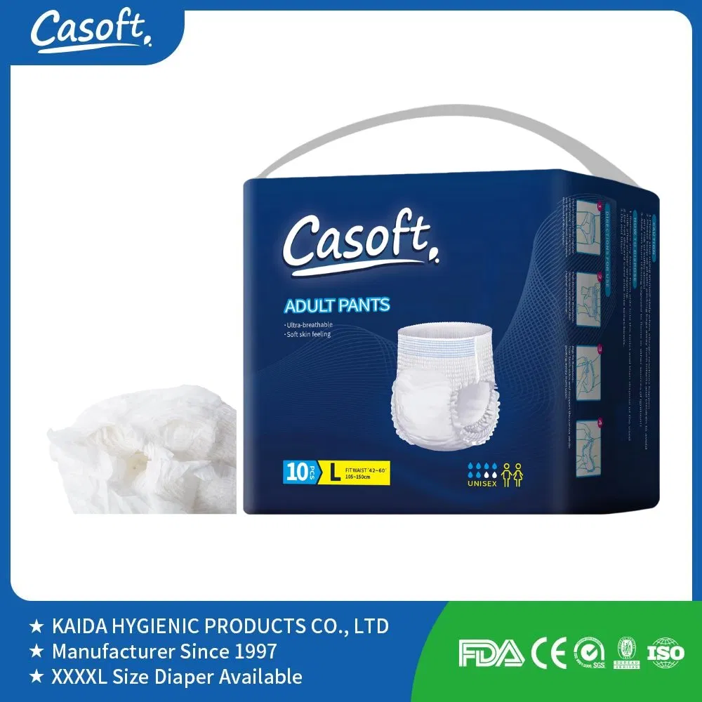 Pantalones de entrenamiento impermeables grandes de Casoft para adultos, uso de pañales desechables 2400ml absorción en Filipinas, Rusia, Corea, Estados Unidos, Malasia, Perú, Chile, UE