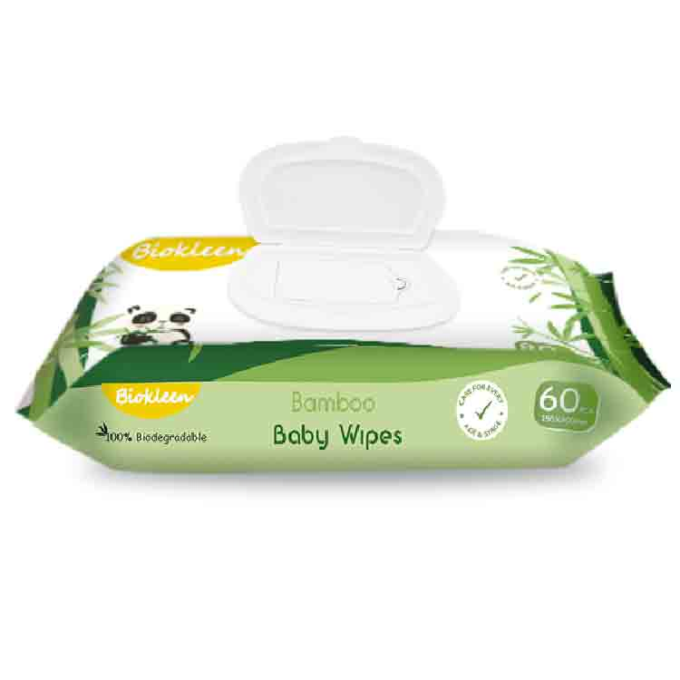 Fabricante Biokleen Oem Odm Personalización 80pcs Ecológico Orgánico Biodegradable Bambú Piel Sensible Limpieza de Manos 100% Toallitas Húmedas Naturales para Bebés