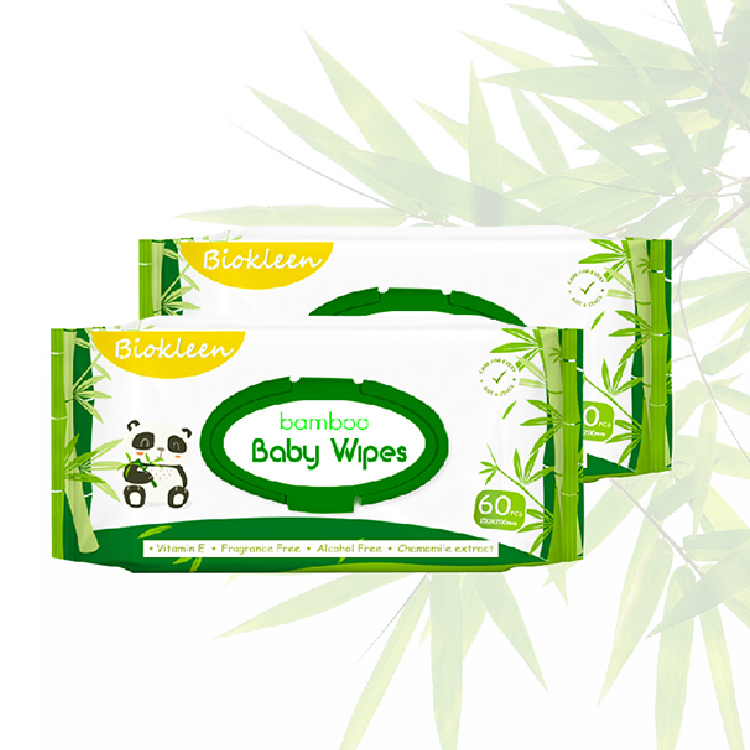Fabricante Biokleen Oem Odm Personalización 80pcs Ecológico Orgánico Biodegradable Bambú Piel Sensible Limpieza de Manos 100% Toallitas Húmedas Naturales para Bebés