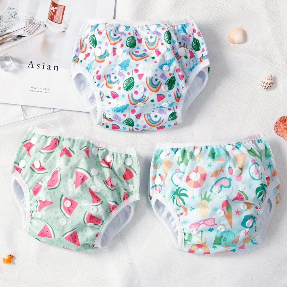 Pañales de natación de tela reutilizables ajustables y lavables para bebés