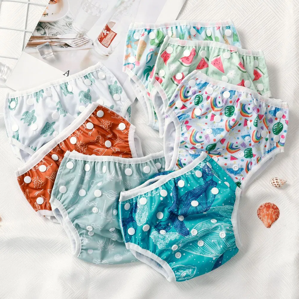 Pañales de natación de tela reutilizables ajustables y lavables para bebés