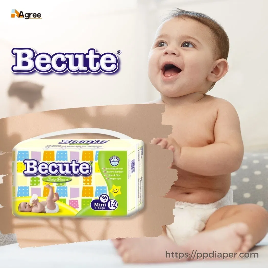 Pañales desechables Becute con respaldo de algodón transpirable y ADL colorido