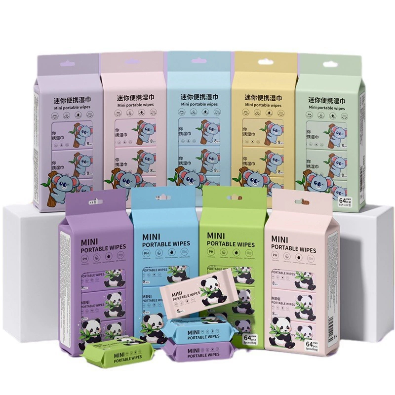 10PCS Toallitas para bebés paquete pequeño OEM toallitas de agua hipoalergénicas sin químicos sin fragancia tamaño de viaje toallitas húmedas para bebés