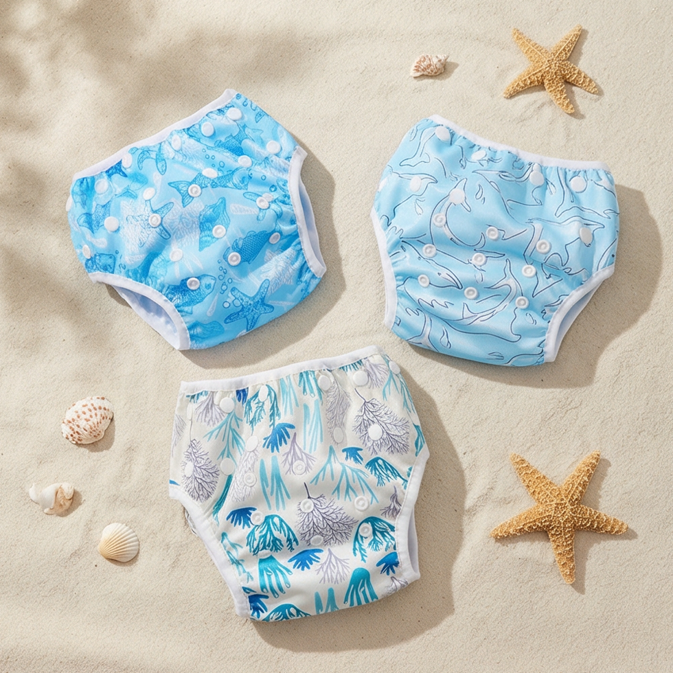 Pañal de natación reutilizable de secado rápido y a prueba de agua con protección contra fugas para bebés y niños pequeños