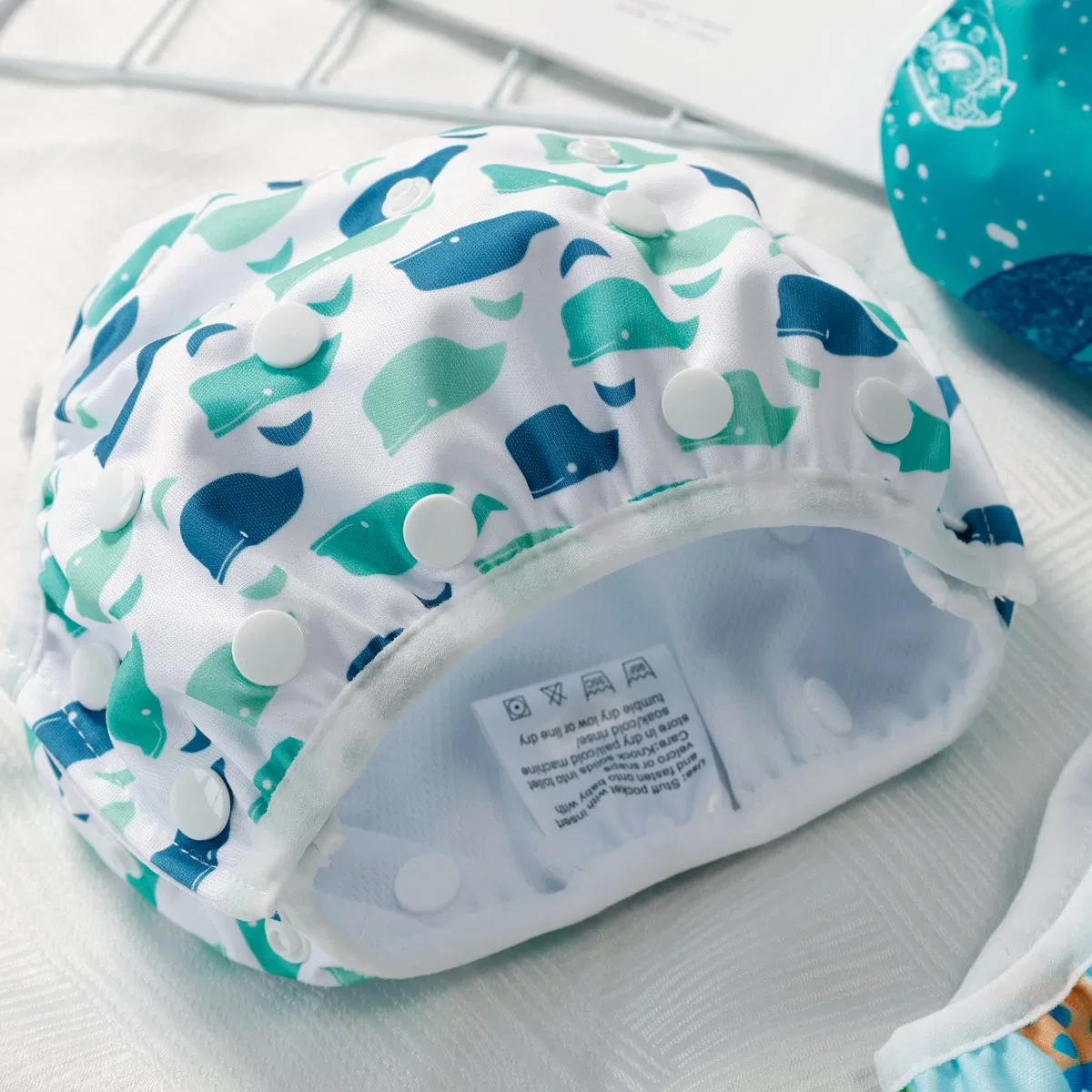 Cubierta de pañal reutilizable ecológica de talla única, pantalones de natación impresos suaves, ropa de baño para niños pequeños, pañal de tela lavable para bebés