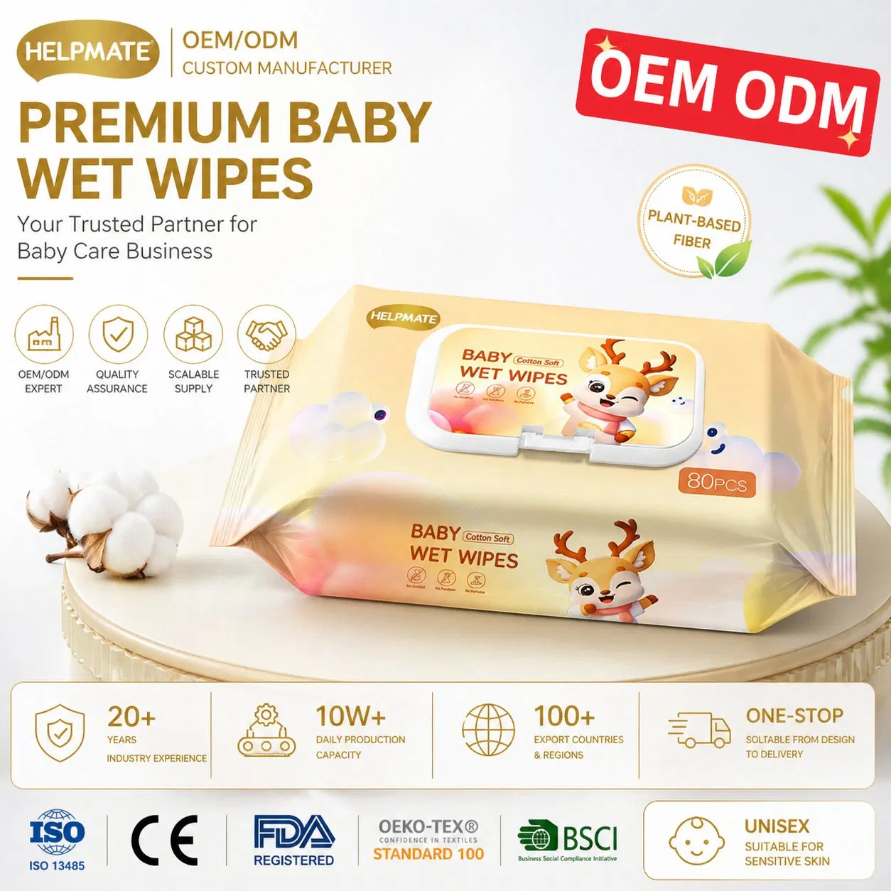 Japón Corea Fábrica de Alta Calidad Precio Personalizado Toallitas para Bebés OEM ODM Fabricante de Toallitas Húmedas en Quanzhou Tianjiao