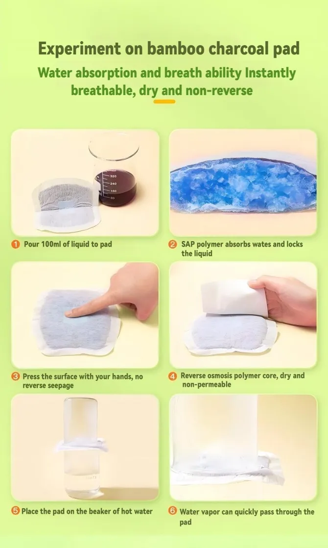 Prueba de absorción de agua almohadilla de incontinencia masculina
