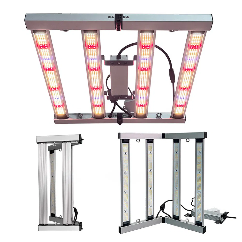 500W Luz de Cultivo LED Dimmable, 180° Estrutura de Alumínio Dobrável para Agricultura Vertical Interna, Certificado ETL/CE