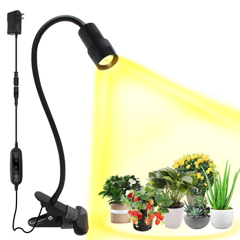 Luz de Planta LED com Feixe Ajustável 10W Luz de Cultivo LED Interna Espectro Completo com Interruptor Dimerizável Lâmpada Comercial para Plantas Lâmpada de Cultivo