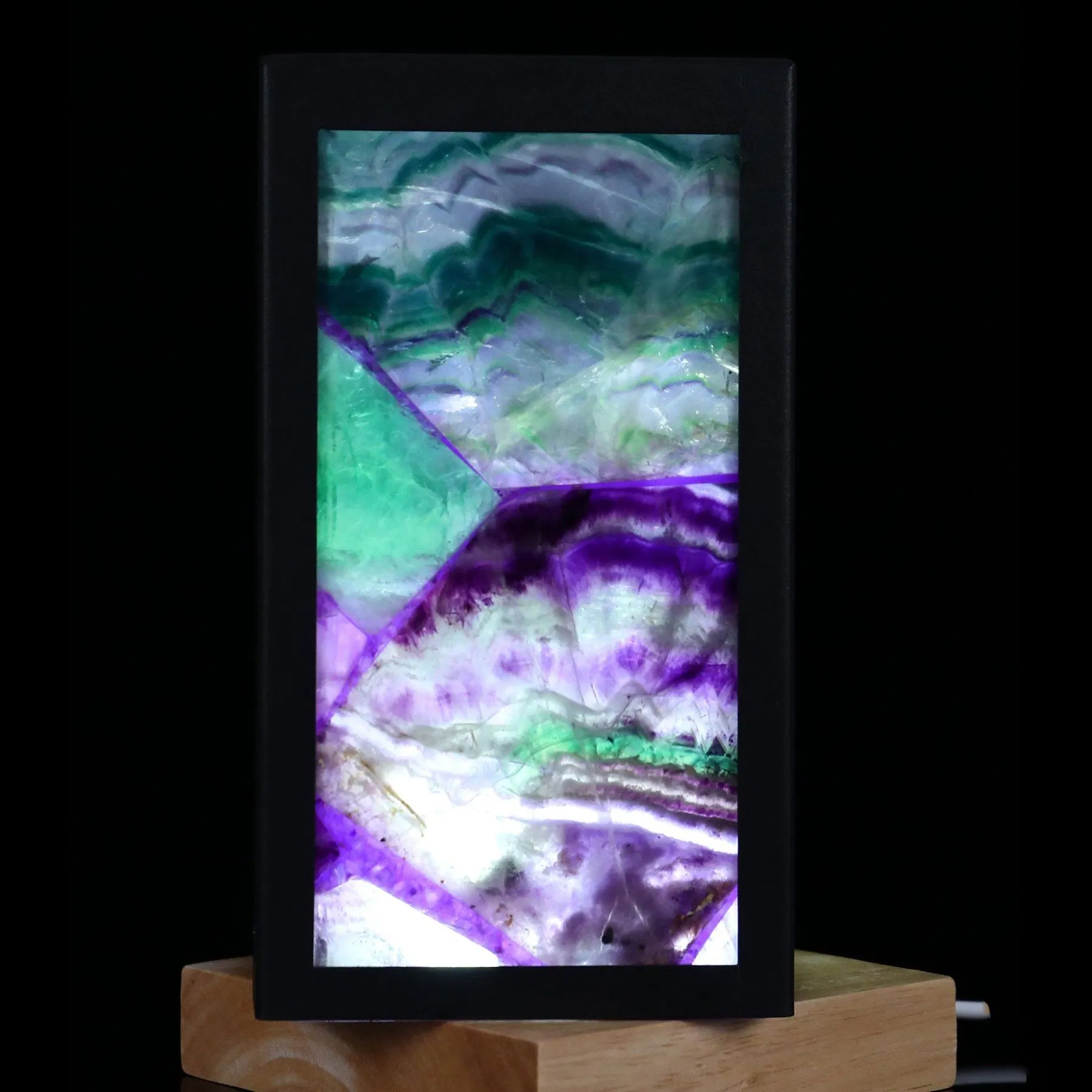 Lâmpada de Noite Cubo de Cristal Natural Quartzo para Decoração Lâmpada de Mesa de Fluorita Verde