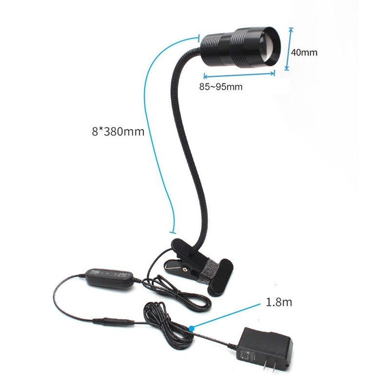 Luz de Planta LED com Feixe Ajustável 10W Luz de Cultivo LED Interna Espectro Completo com Interruptor Dimerizável Lâmpada Comercial para Plantas Lâmpada de Cultivo