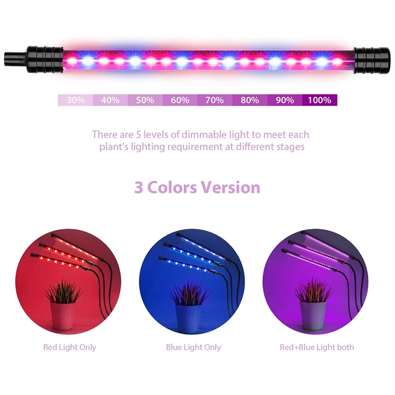 Luz de Crescimento Três Anéis DC5V Lâmpada Phytolamp USB para Plantas Lâmpada LED de Espectro Completo para Sementes de Plantas em Casa Flor Suculenta