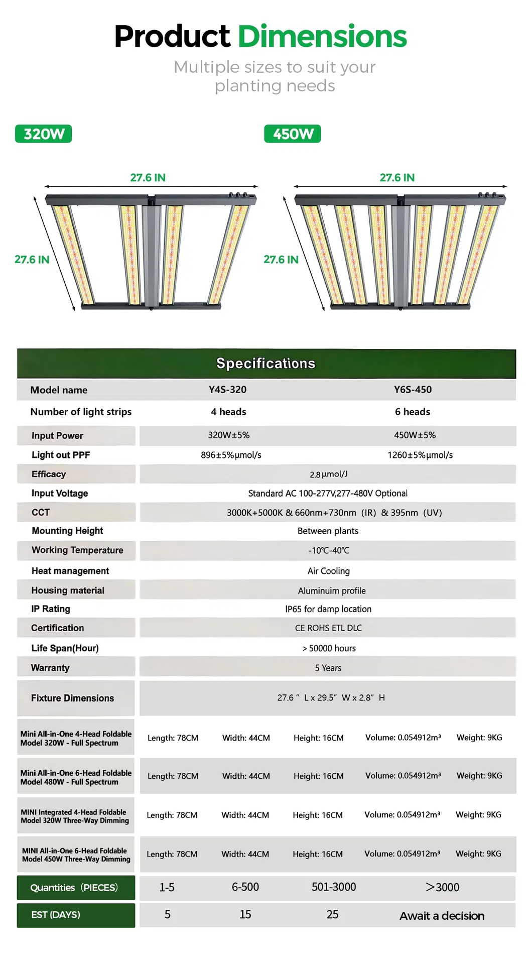 IR UV 450W Mamute com Refletor Lm301 Lm301b Lm301h Luz de Crescimento LED para Agricultura Vertical