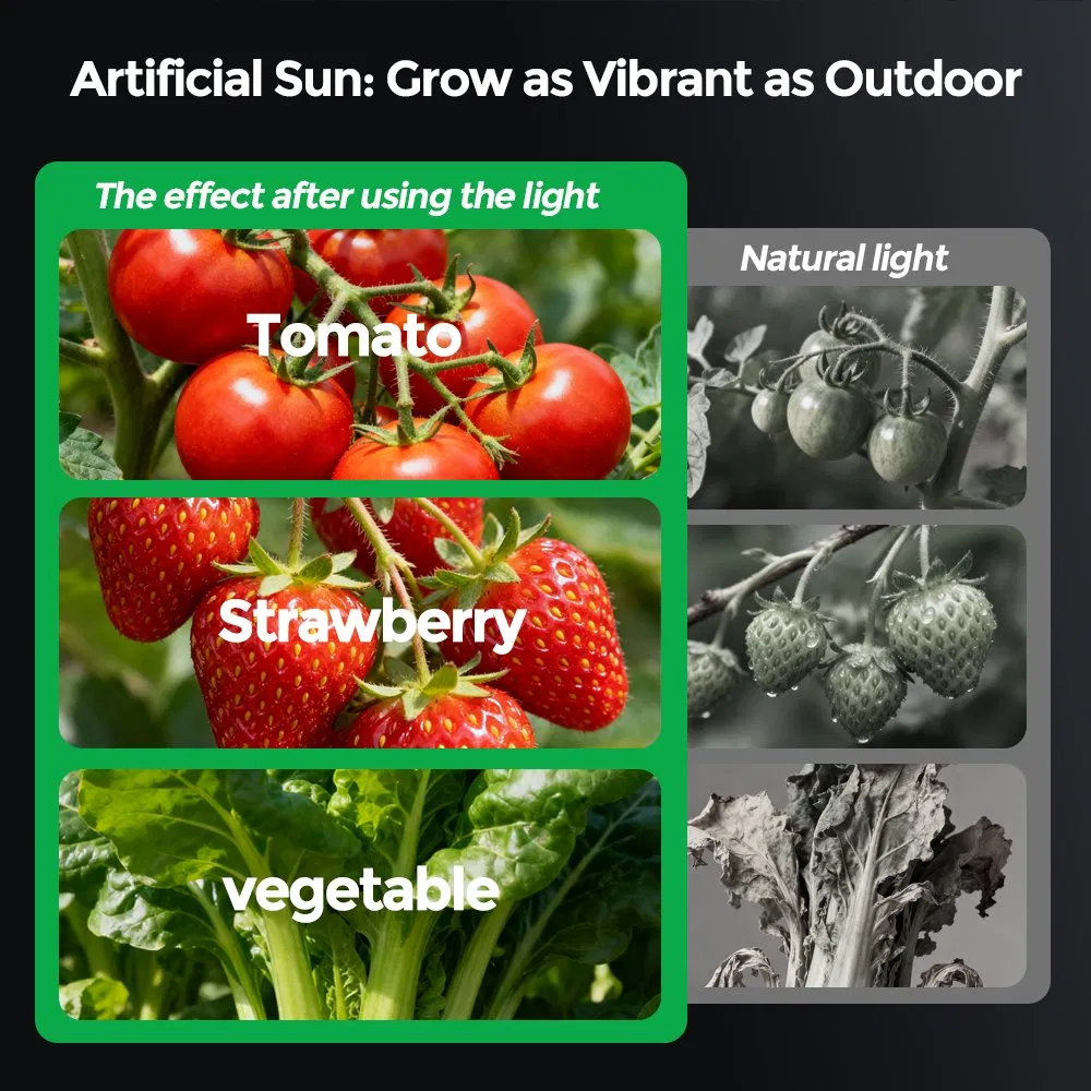 Painel de Luz LED de Crescimento de Plantas de Espectro Completo com Sistema de Resfriamento Avançado para Tomates, Verduras Folhosas e Flores