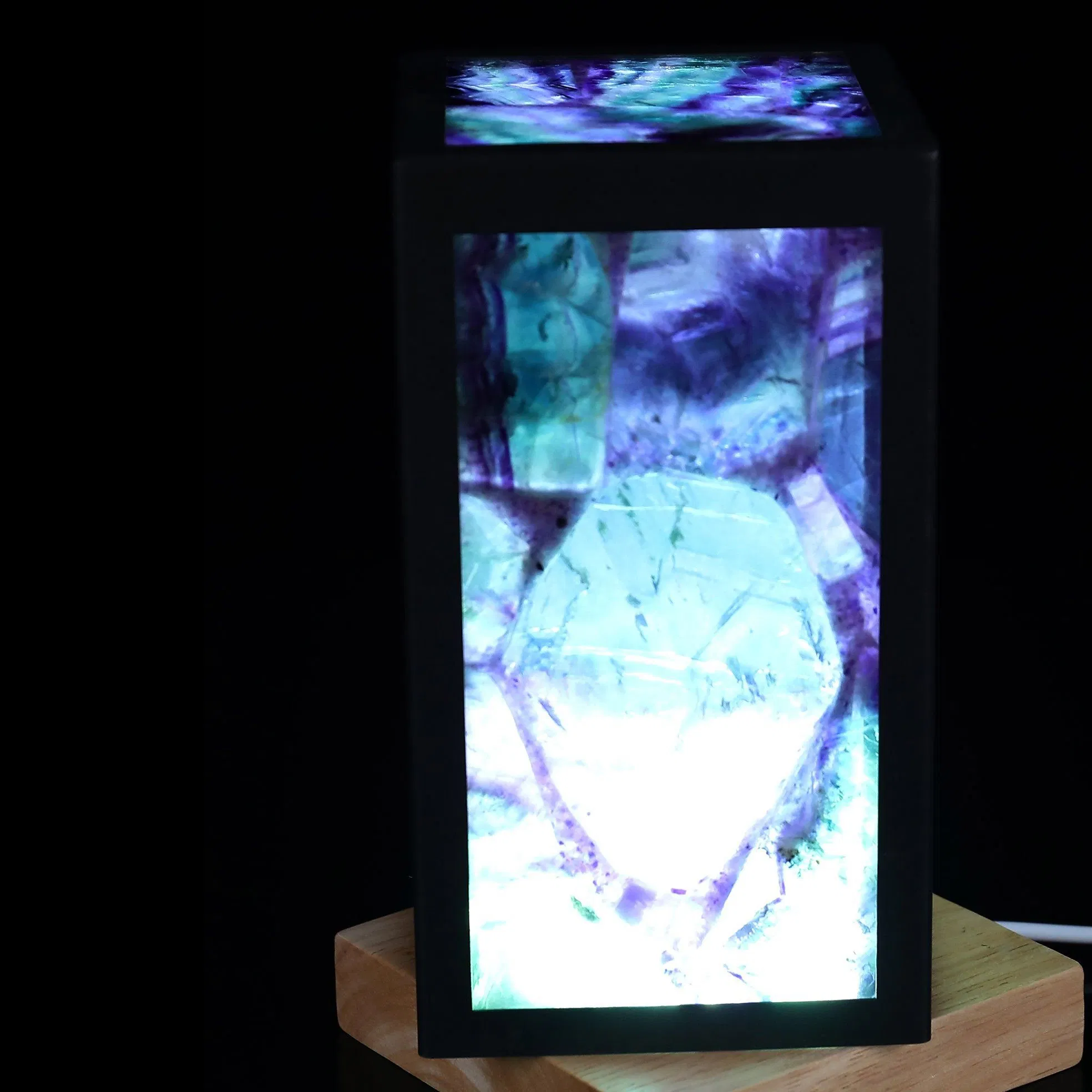 Luminária Noturna de Cristal Estilo Moderno Presente Criativo para Quarto Lâmpada Decorativa de Mesa em Fluorita Verde