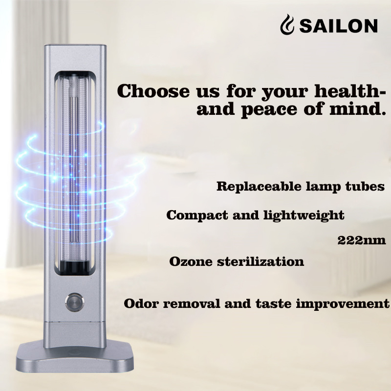 Lâmpada de Mesa Far-UVC Segura para Humanos Sailon 222nm para Esterilização Contínua do Ar e Superfícies