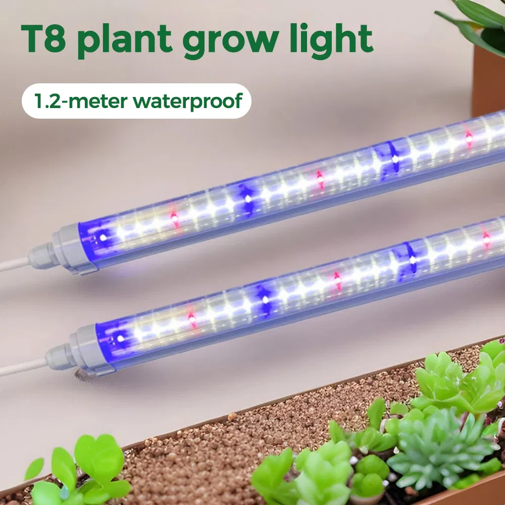 T8 1.2m Tubo de Luz de Cultivo LED à Prova d'Água para Hidroponia, Luz de Planta de Espectro Completo com 2.3μMol/J Eficácia