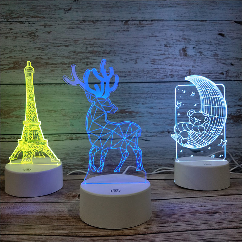 Luz Noturna LED de Natal para Bebês e Crianças 3D Lâmpada de Quarto para o Natal