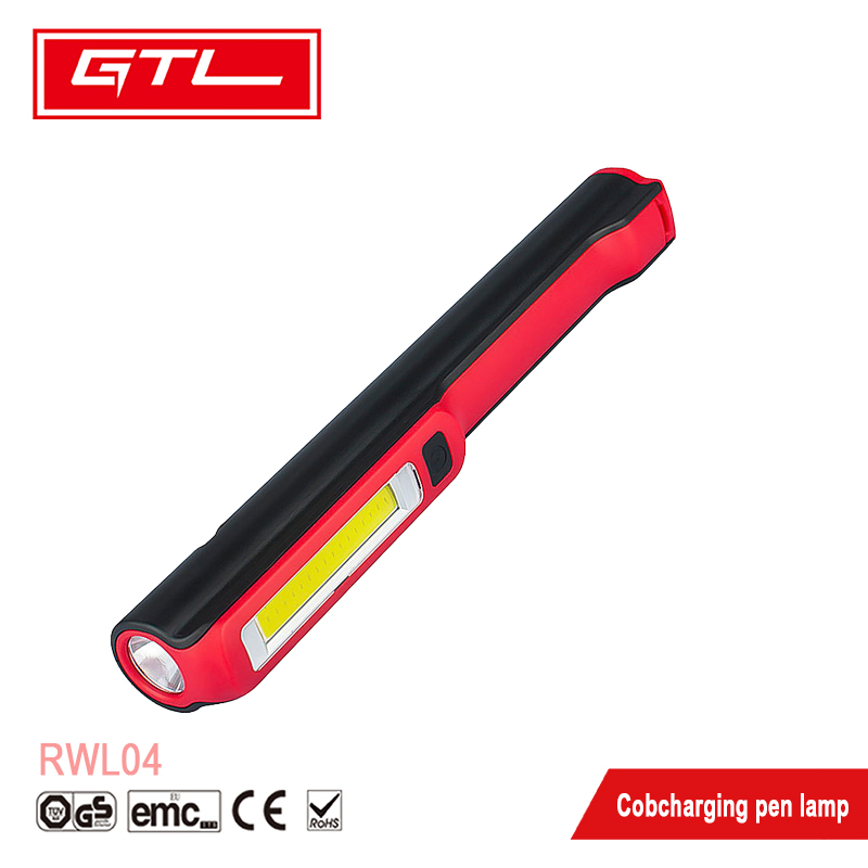 Lanterna de Trabalho Magnética COB LED Portátil Recarregável por USB com Clip para Inspeção de Bolso Rwl04