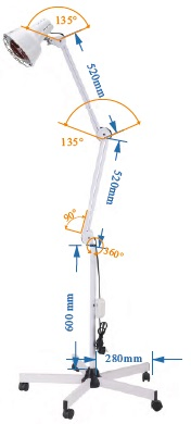 275W Suporte Móvel Ks-1082b Lâmpada de Terapia Física Infravermelha Tdp Fisioterapia