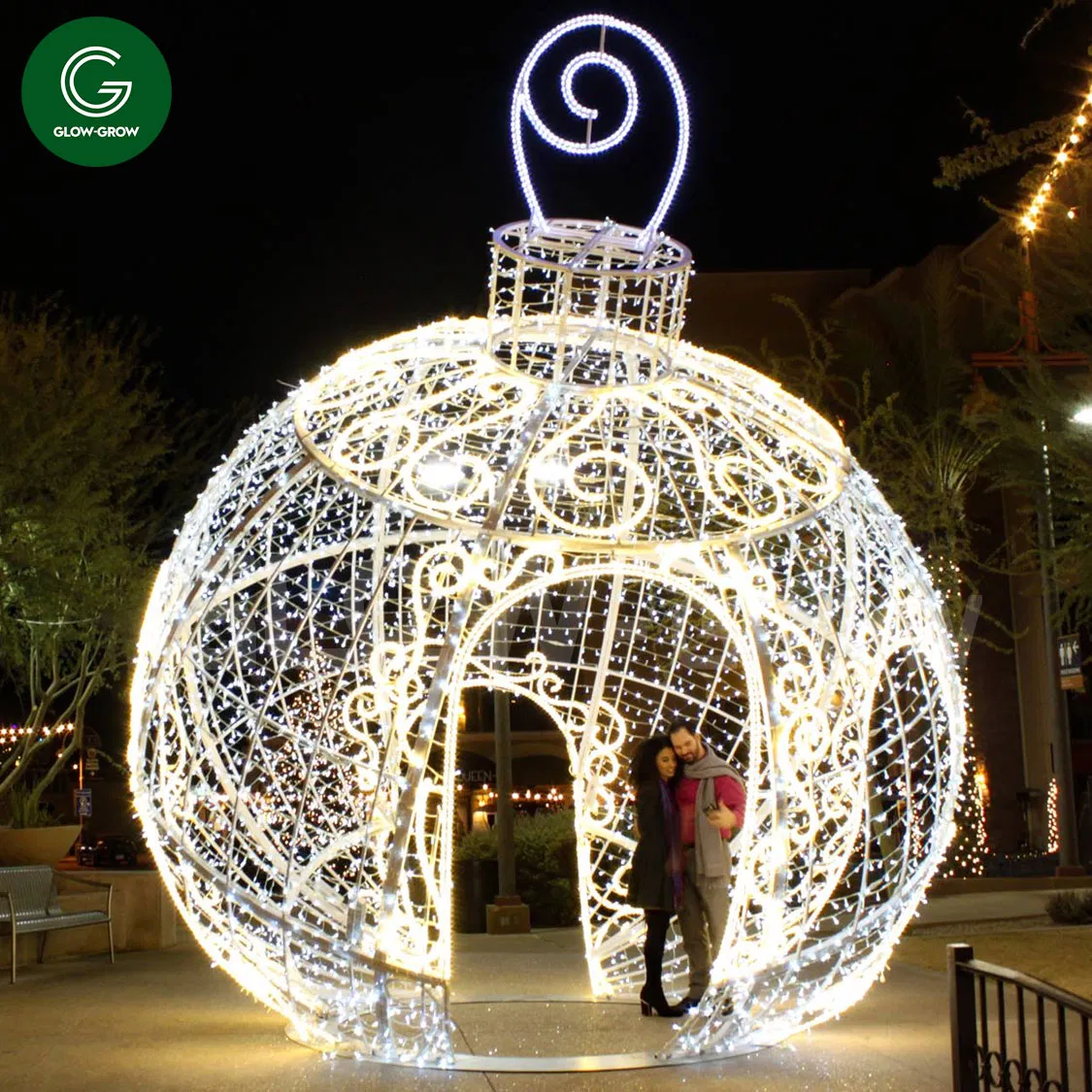 Luz de Natal LED mais nova à prova d'água com corda para eventos ao ar livre 3D motivo de bola para decoração comercial em centro de compras