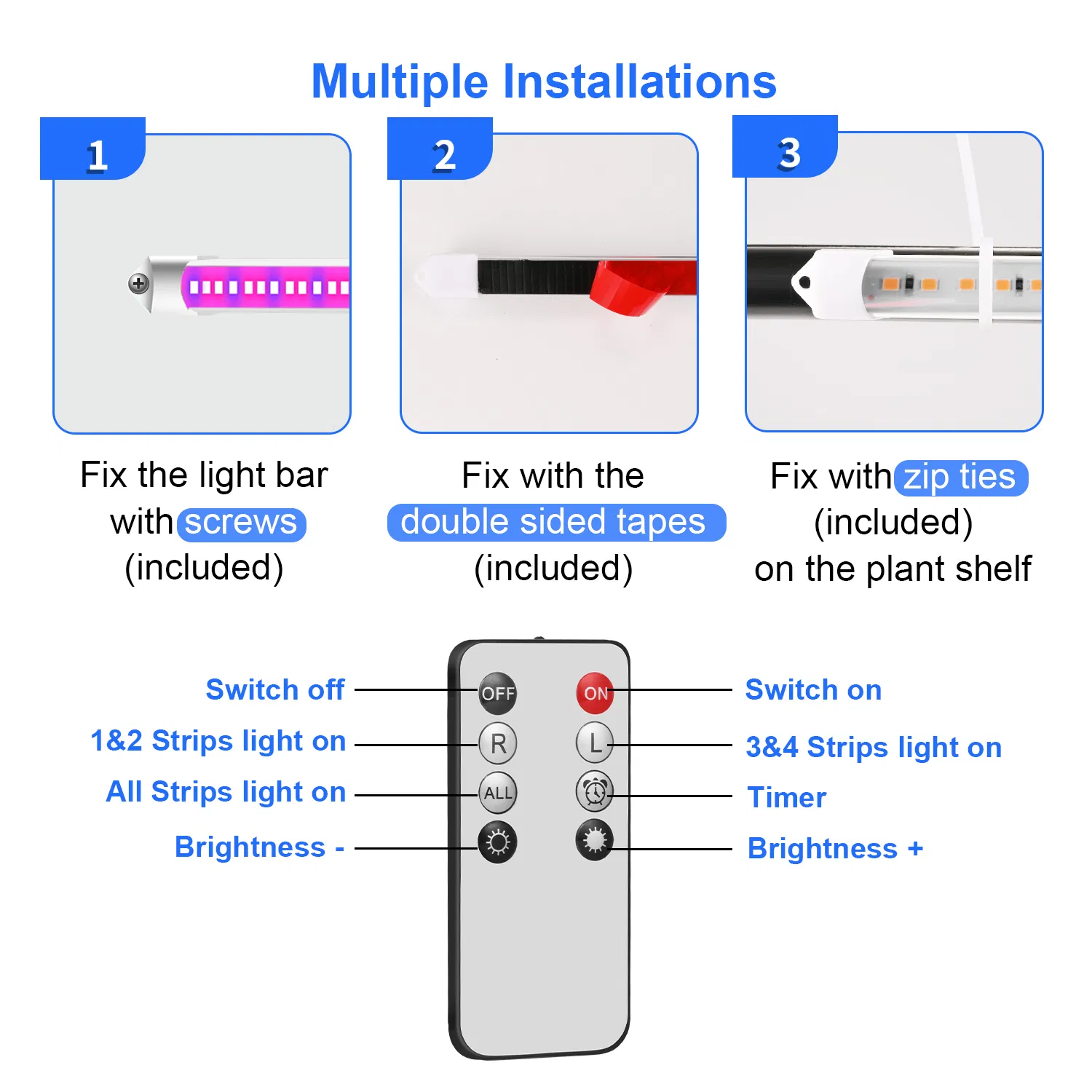 Luz de Cultivo para Plantas de Interior Luz de Cultivo de Espectro Completo com Timer Lâmpada de Crescimento Semelhante ao Sol para Hidroponia Suculenta, 2 Barras, 4 Barras, 6 Barras