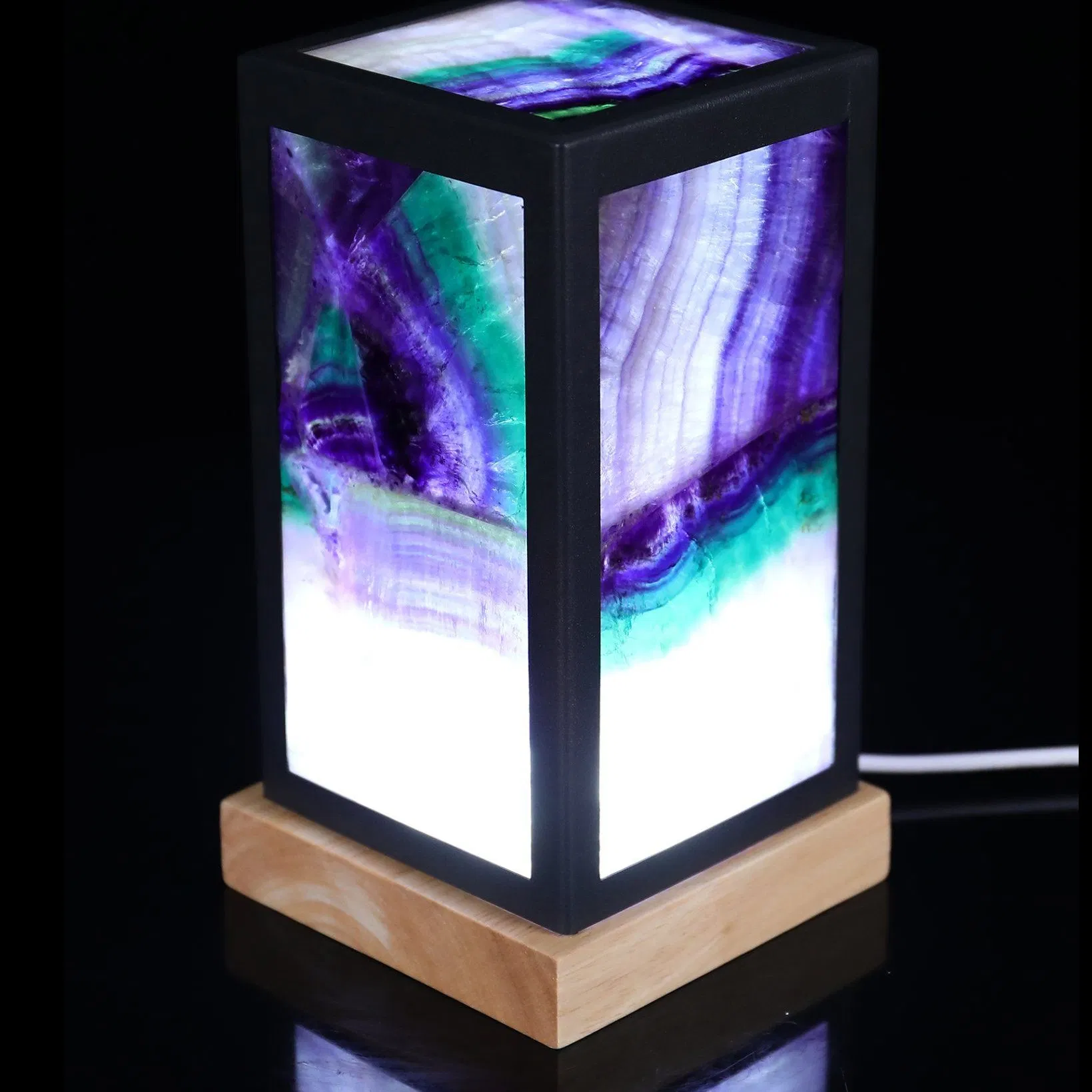 Luz Noturna de Cristal Natural de Atacado para Decoração Luminária de Mesa Ornamento de Fluorita Verde