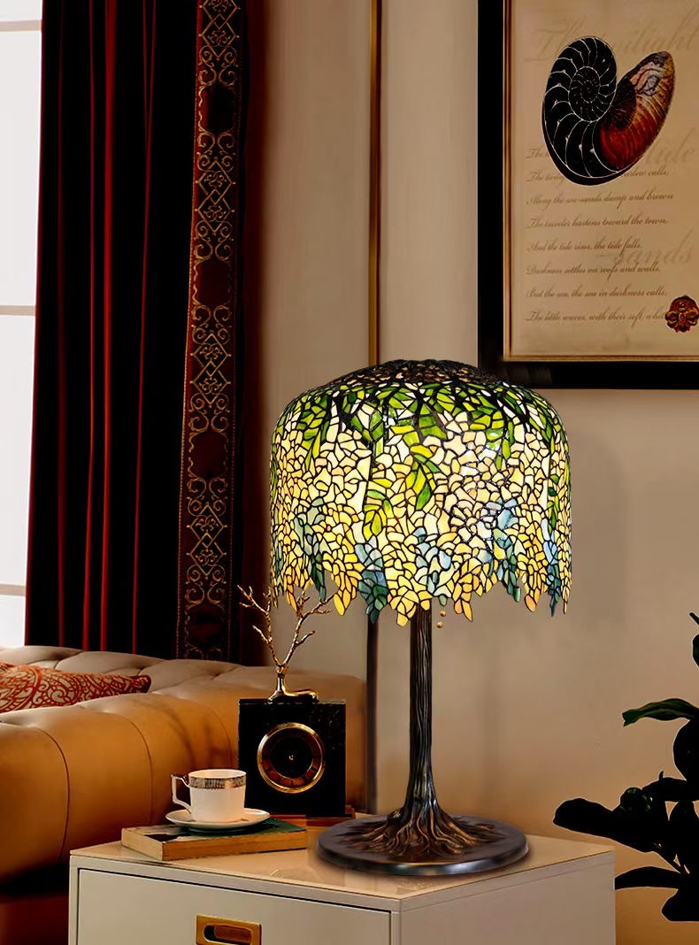 Decoração de Vidro Manchado de Cobre Antigo Lâmpada Tiffany Uva