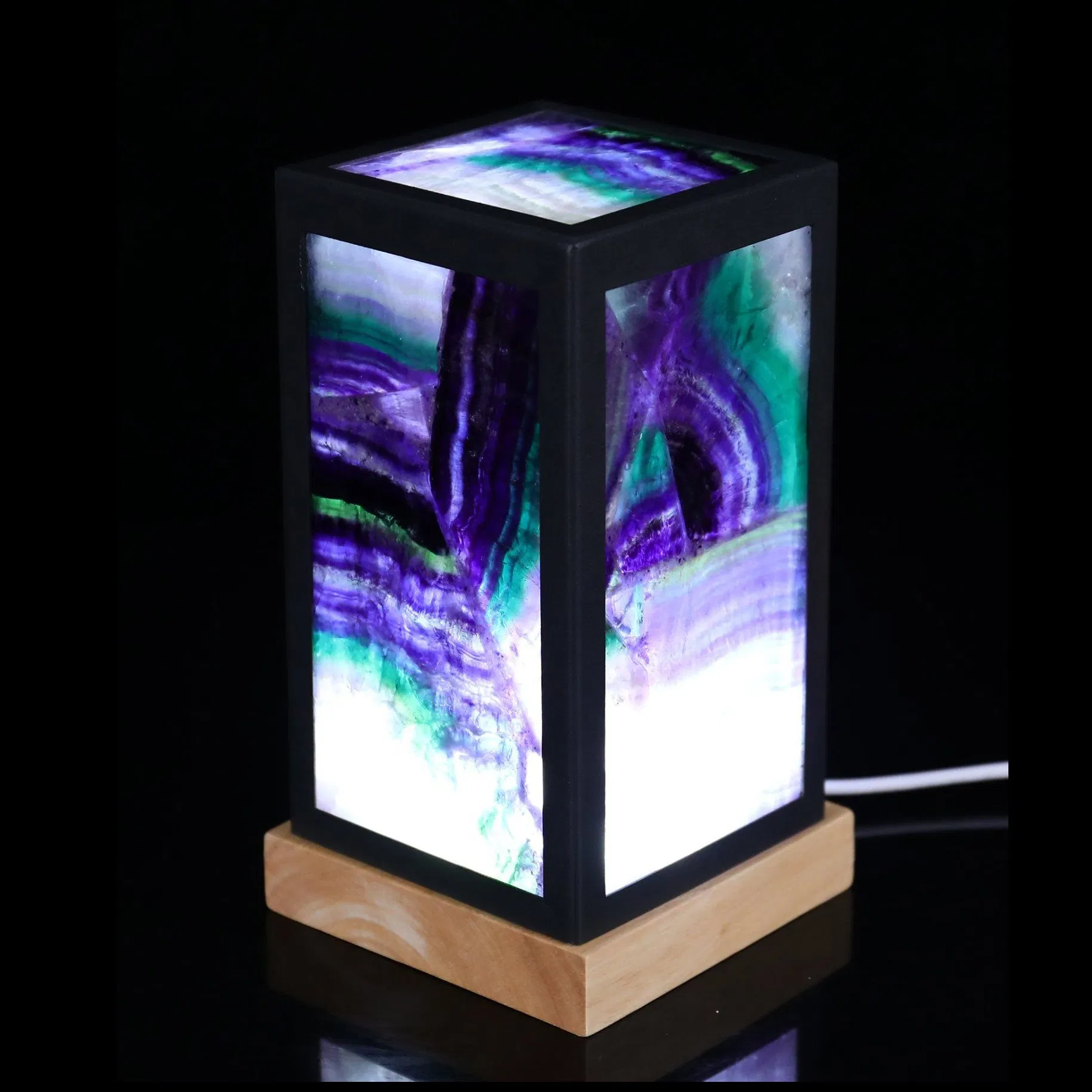 Luz Noturna de Cristal Natural de Atacado para Decoração Luminária de Mesa Ornamento de Fluorita Verde