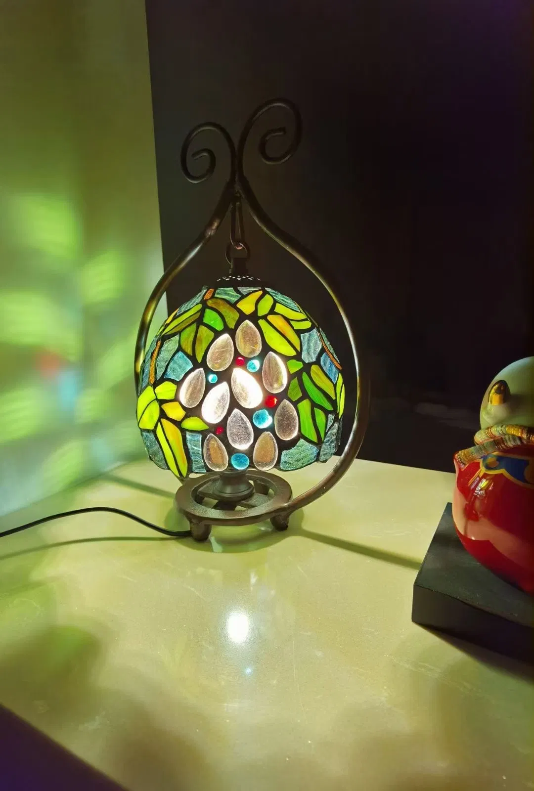 Decoração de Vidro Manchado de Cobre Antigo Lâmpada Tiffany Uva