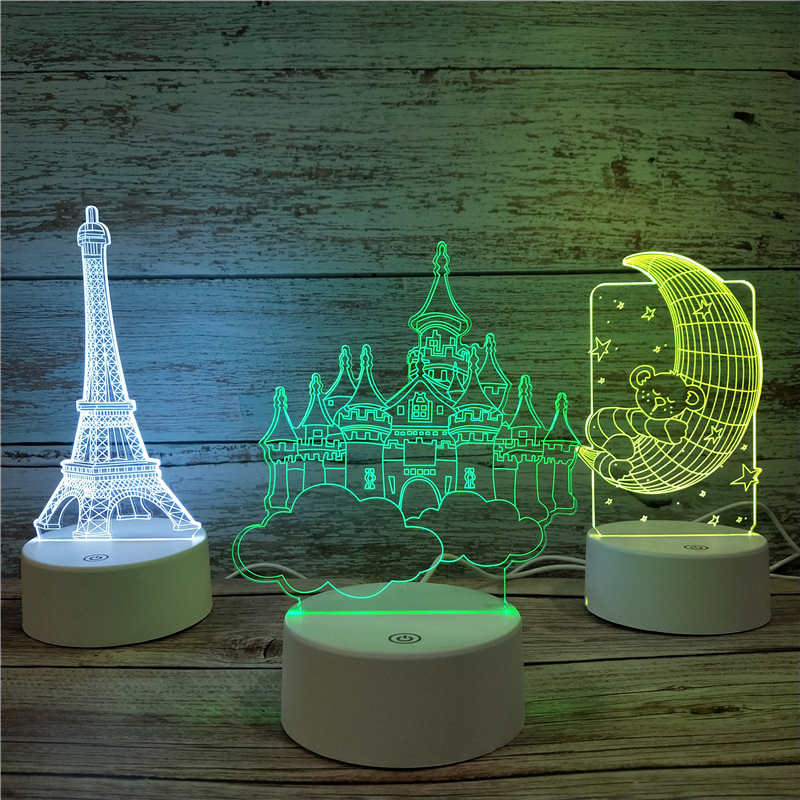 Luz Noturna LED de Natal para Bebês e Crianças 3D Lâmpada de Quarto para o Natal